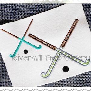 Crossed Field Hockey Sticks Applique Machine Embroidery Design - 4 Sizes - Instant Download PES DST Digital File Rivermill Embroidery