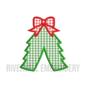 Applique Christmas Tree Machine Embroidery Design - Instant Download Digital Design PES DST Side Bow Side Seam Split