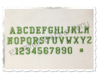 Small Athletic Block Machine Embroidery Font Monogram Alphabet - 1/2" and 3/4" Sizes