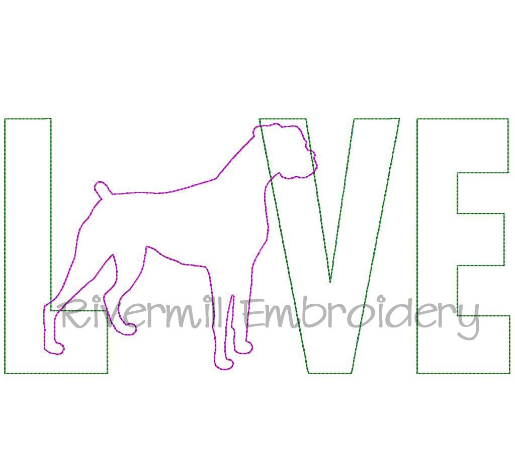 Raggy Applique Boxer Love Machine Embroidery Design - 4 Sizes - Instant ...