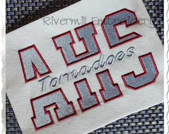 Split Varsity Filled Machine Embroidery Alphabet - 3 Sizes