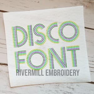 Disco Font Machine Embroidery Font Monogram Alphabet - Multi Color Retro Style - BX Files Instant Download Design PES Rivermill Embroidery