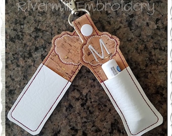 Blank Frame Chapstick Holder In The Hoop Snap Tab Key Fob Machine Embroidery Design