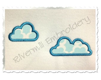 Applique Clouds Machine Embroidery Design - 6 Sizes Each