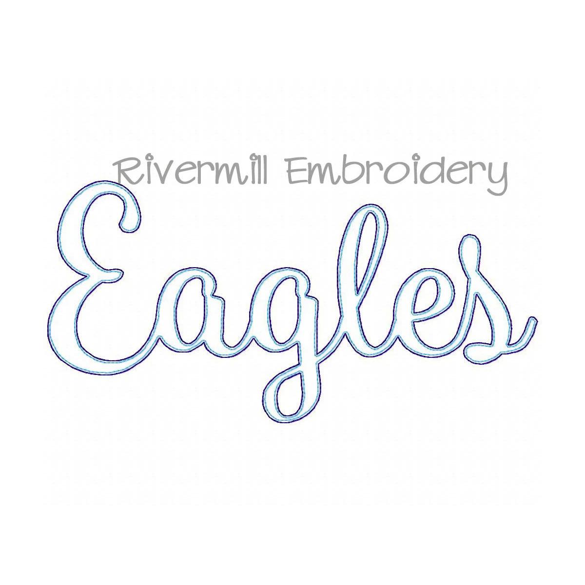 Eagles In Script Eagles Script Raggy Applique Machine Embroidery Design - 4 Sizes ...