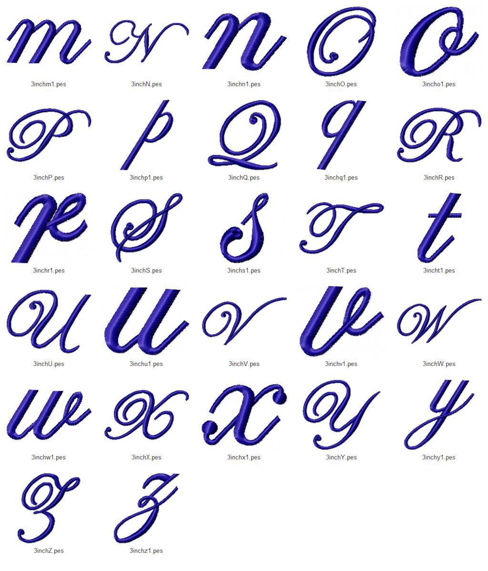 Edwardian Script Machine Embroidery Font Monogram Alphabet 3 Etsy