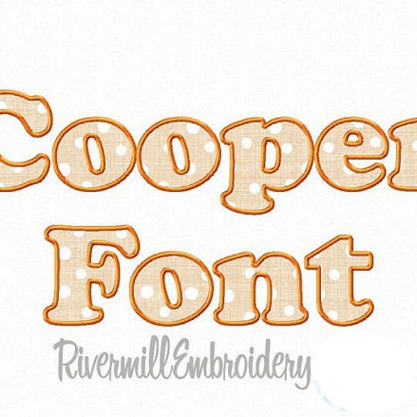 Cooper Applique Machine Embroidery Font Alphabet - 3 Sizes