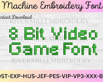 8 Bit Video Game Font Machine Embroidery Font Monogram Alphabet - 3 Sizes - BX Files Instant Download Rivermill Embroidery