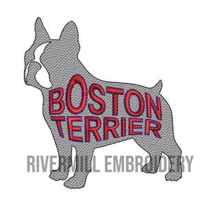 Sketch Style Boston Terrier Machine Embroidery Design - 4 Sizes