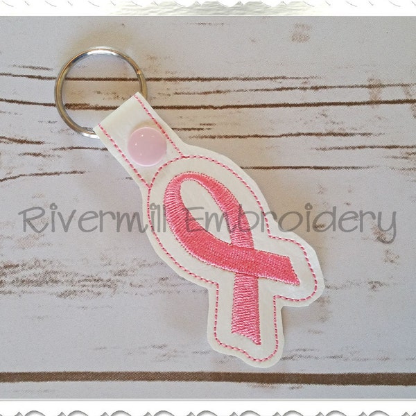 Awareness Ribbon In The Hoop Snap Tab Key Fob Machine Embroidery Design