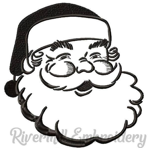 Retro Style Santa Face Machine Embroidery Design - 4 Sizes