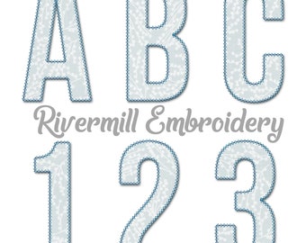 Large Walter Diamond Edge Applique Machine Embroidery Font Alphabet - 3 Sizes