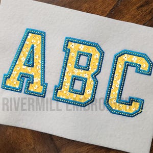 Small 2&quot; & 2.5&quot; Varsity Collegiate Applique w/ Top Stitch Machine Embroidery Font Monogram Alphabet - Instant Digital Download File