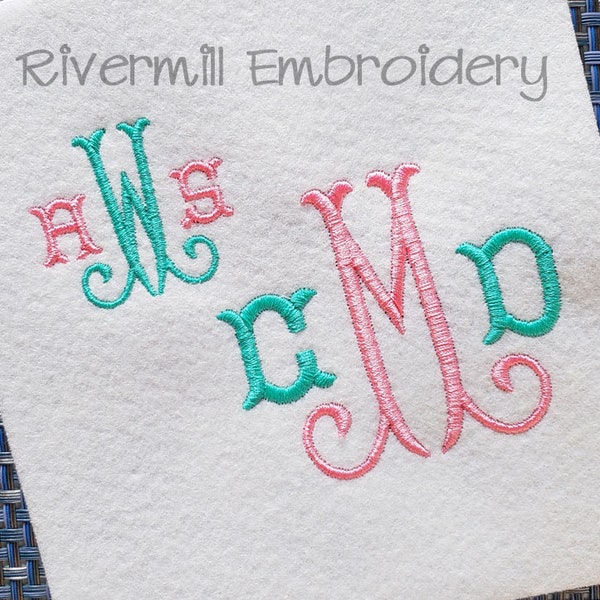 Tuscan Monogram Machine Embroidery Font Alphabet - 3 Sizes