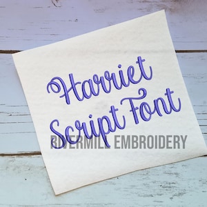 Harriet Script Machine Embroidery Font Monogram Alphabet - 3 Sizes - BX Files Instant Download Design PES Rivermill Embroidery