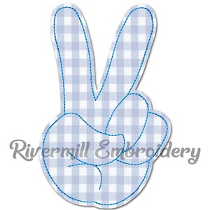 Raggy Applique Peace Sign Hand Machine Embroidery Design - 4 Sizes - Instant Download PES DST Digital File Rivermill Embroidery