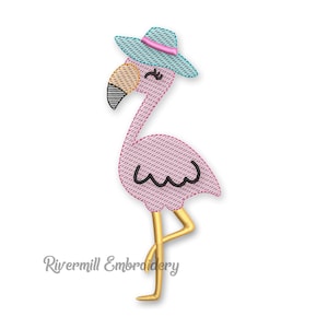 Sketch Style Flamingo Machine Embroidery Design - 4 Sizes