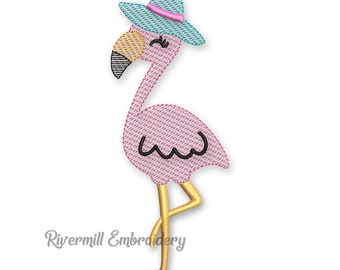 Sketch Style Flamingo Machine Embroidery Design - 4 Sizes
