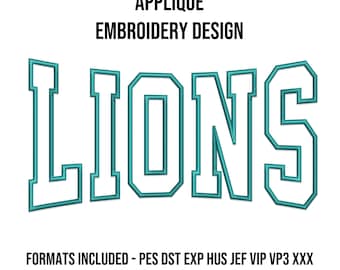 Lions Applique Machine Embroidery Mascot Design - 3 Sizes - Instant Download Digital Design File - Rivermill
