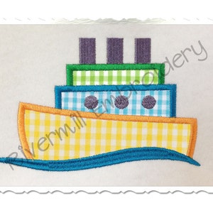 Applique Tugboat Machine Embroidery Design - 4 Sizes - Instant Download PES DST Digital File Rivermill Embroidery