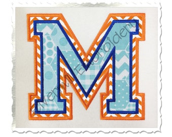 Double Applique Varsity (Style 2) Machine Embroidery Font Monogram Alphabet - 4 Sizes