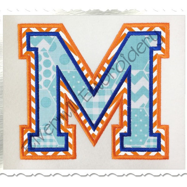 Double Applique Varsity (Style 2) Machine Embroidery Font Monogram Alphabet - 4 Sizes