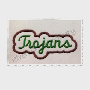 Applique Trojans Team Name Machine Embroidery Design - 4 Sizes - Instant Download Digital Design File