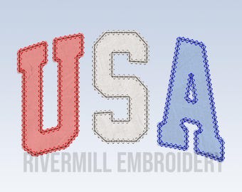 Arched Diamond Edge Applique USA Machine Embroidery Design - 4 Sizes - Instant Download PES DST Digital File Rivermill Embroidery