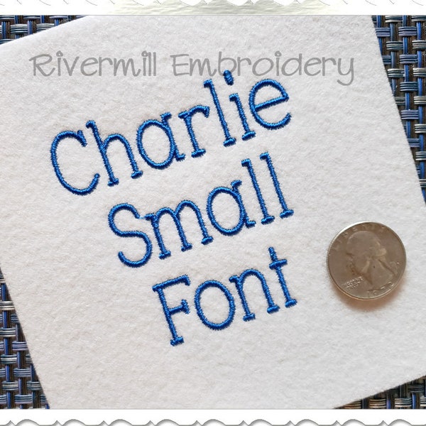 Small Charlie Machine Embroidery Font Monogram Alphabet - 2 Sizes