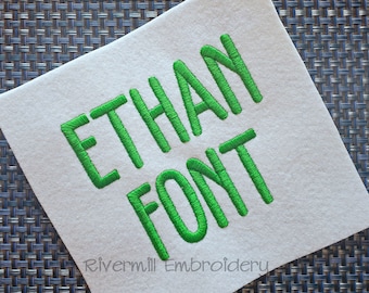 Ethan Machine Embroidery Font Monogram Alphabet - 3 Sizes