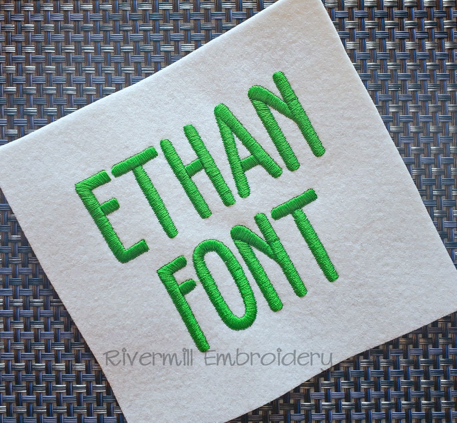 Ethan Machine Embroidery Font Monogram Alphabet - 3 Sizes - BX Files Instant Download Design PES Rivermill Embroidery
