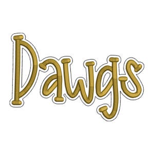 Dawgs with a Bean Stitch Outline Machine Embroidery Design - 4 Sizes - Instant Download Digital Design File - Rivermill