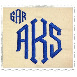 Point 3 Letter Monogram Machine Embroidery Font Alphabet - 3 Sizes - BX Files Instant Download Design PES
