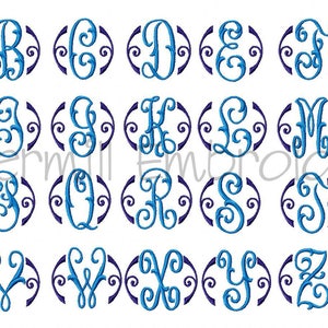 Petite Arabesque monogramme Alphabet polices de broderie Machine - 3 tailles - fichiers BX Téléchargement instantané Design PES