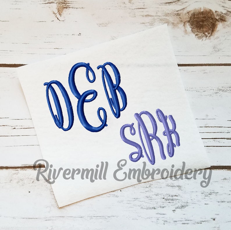 Small Classic Script 3 Letter Monogram Machine Embroidery Font Alphabet ...