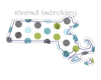 マサチューセッツ州の刺繍デザイン - 4サイズ - 即時ダウンロード PES DST デジタルファイル Rivermill Embroidery