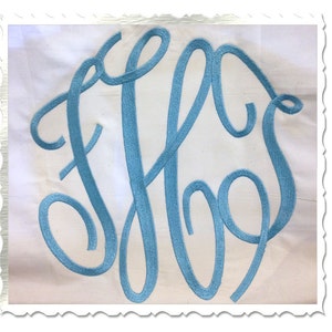 X-Large Classic 3 Letter Monogram Machine Embroidery Font Alphabet - 3 Sizes