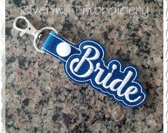 Bride In The Hoop Snap Tab Key Fob Machine Embroidery Design