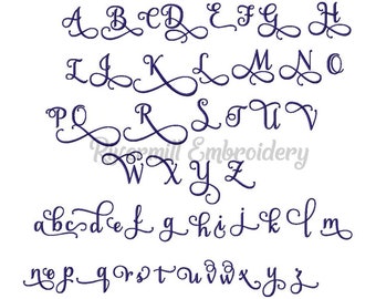 1 1/4" Size - Samantha Script Alternate Set 1 Machine Embroidery Font Monogram Alphabet