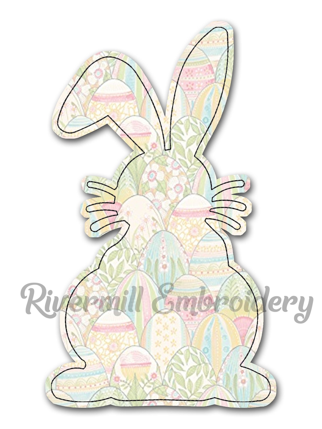 Bunny Silhouette Raggy Applique Machine Embroidery Design - 4 Sizes - Etsy