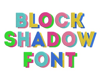 Block-Schatten-Maschinenstickerei Schriftart Alphabet - 3 Größen - SX-Dateien Sofortiger Download Design PES Rivermill Stickerei