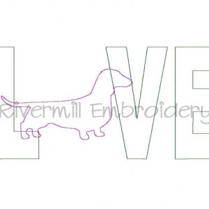 Raggy Applique Dachshund Love Machine Embroidery Design - 4 Sizes - Instant Download PES DST Digital File Rivermill Embroidery