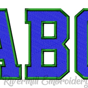 5 Inch Size - 2 Color Varsity Style Machine Embroidery Font Monogram Alphabet - BX Files Included Instant Download Digitized Design PES DST