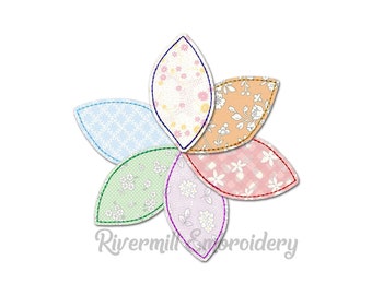 Raggy Applique Pinwheel Quilt Flower Machine Embroidery Design - 4 Sizes