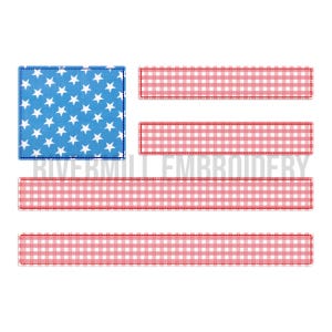 Raggy Bean Stitch Applique American Flag Machine Embroidery Design - 4 Sizes - Instant Download PES DST Digital File Rivermill Embroidery