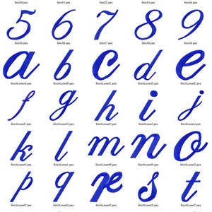 Großes Edwardian Script Maschinenstickschrift-Alphabet 3 Größen Bild 3