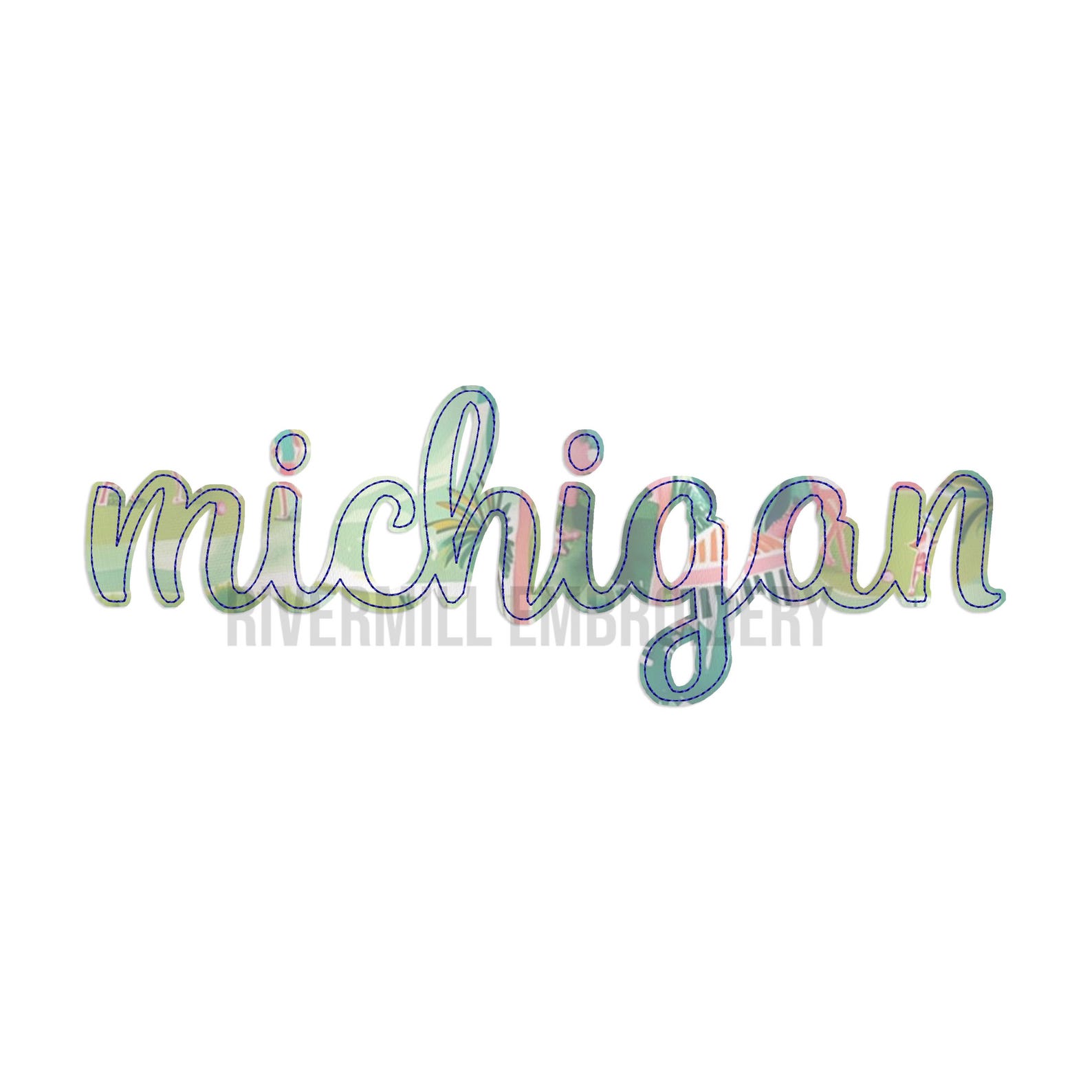Michigan MI Raggy Applique Machine Embroidery Design - 4 Sizes ...