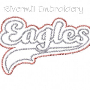 Zig Zag Double Applique Eagles Machine Embroidery Design - 4 Sizes - Instant Download PES DST Digital File Rivermill Embroidery