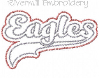 Zig Zag Double Applique Eagles Machine Embroidery Design - 4 Sizes - Instant Download PES DST Digital File Rivermill Embroidery