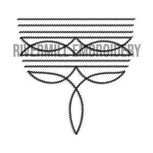 Stem Stitch Western Cowboy Boot Toe Stitch Pattern Machine Embroidery Design - 4 Sizes
